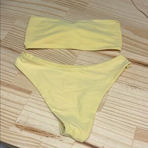 Yellow Bandeau Bikini Set - Solid Two-Piece